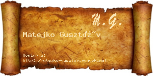 Matejko Gusztáv névjegykártya